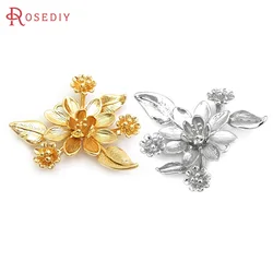 18K Gold Color Brass 3D Flower Charms Pendants High Quality Jewelry Making Supplies Necklace Earrings Accessories for Women