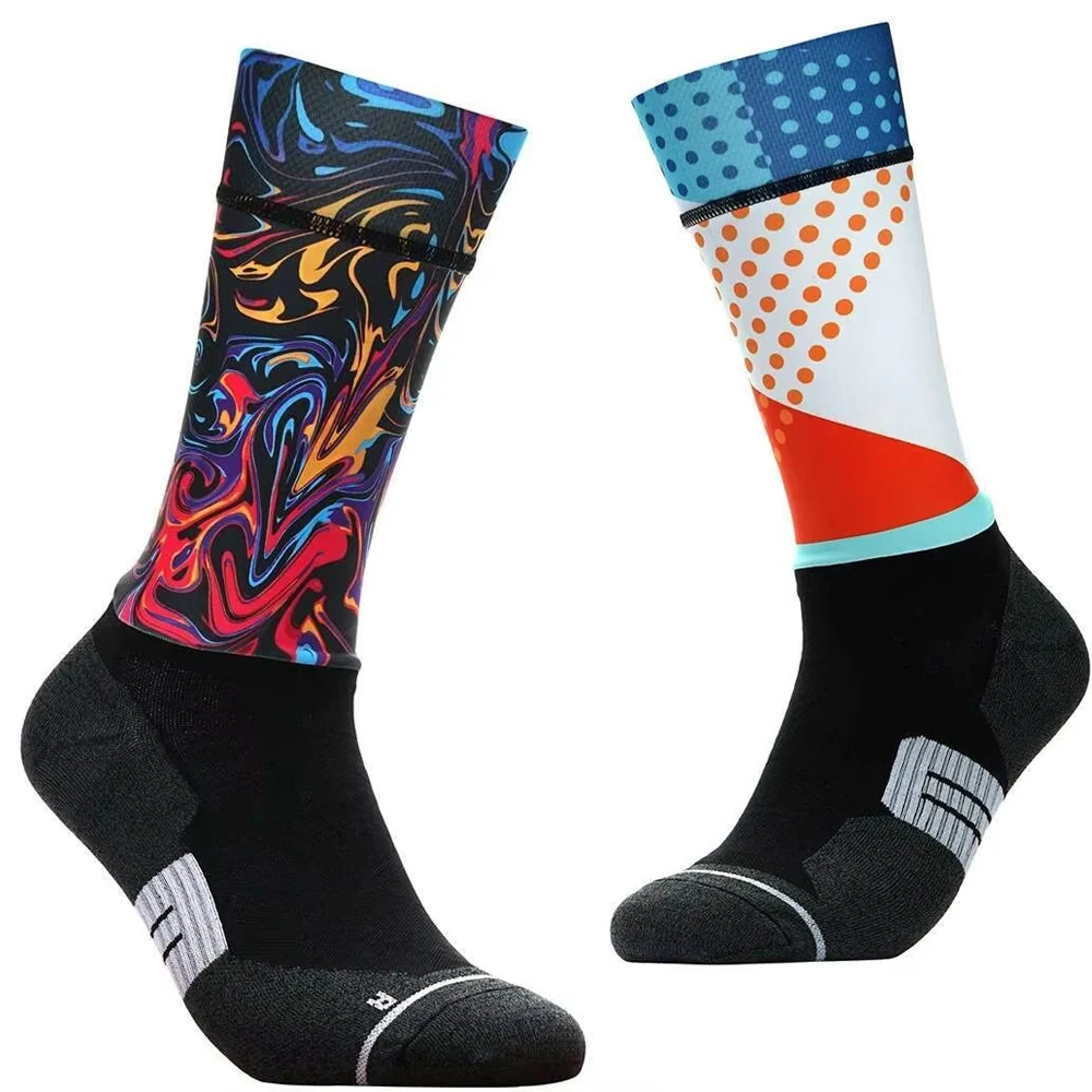 

Gradient Marble Sport Socks - Color Burst Swirl Pattern Quick Dry Anti-Slip Cycling Men & Women