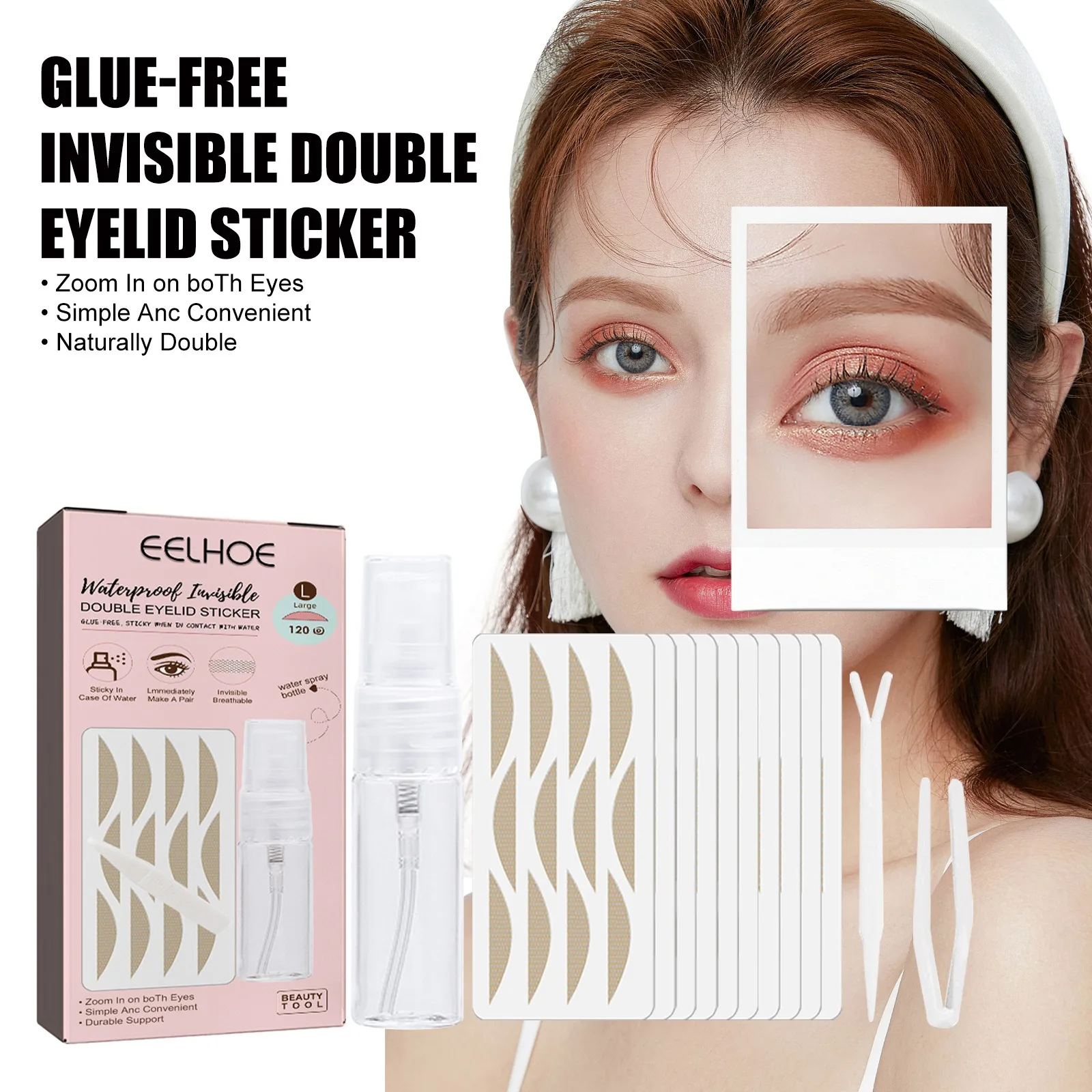 Lace Traceless Double Eyelid Patch, Natural And Traceless, With Double Blisters Inside. Non Adhesive Lace Double Eyelid Patch