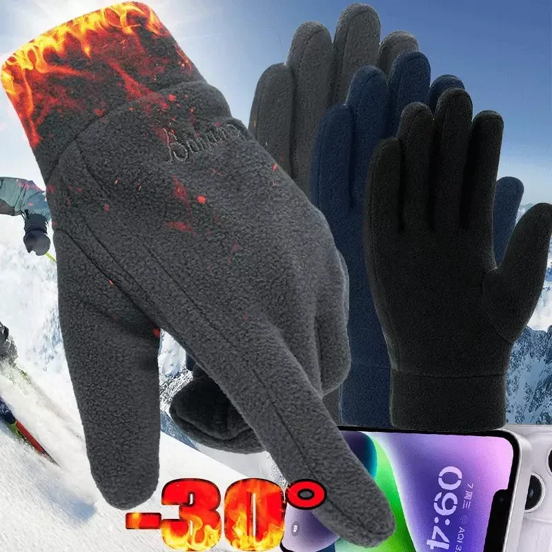 Luvas de inverno mulheres homens ciclismo bicicleta engrossar velo resistência ao frio vento à prova dwindproof água quente ao ar livre correndo esqui luvas