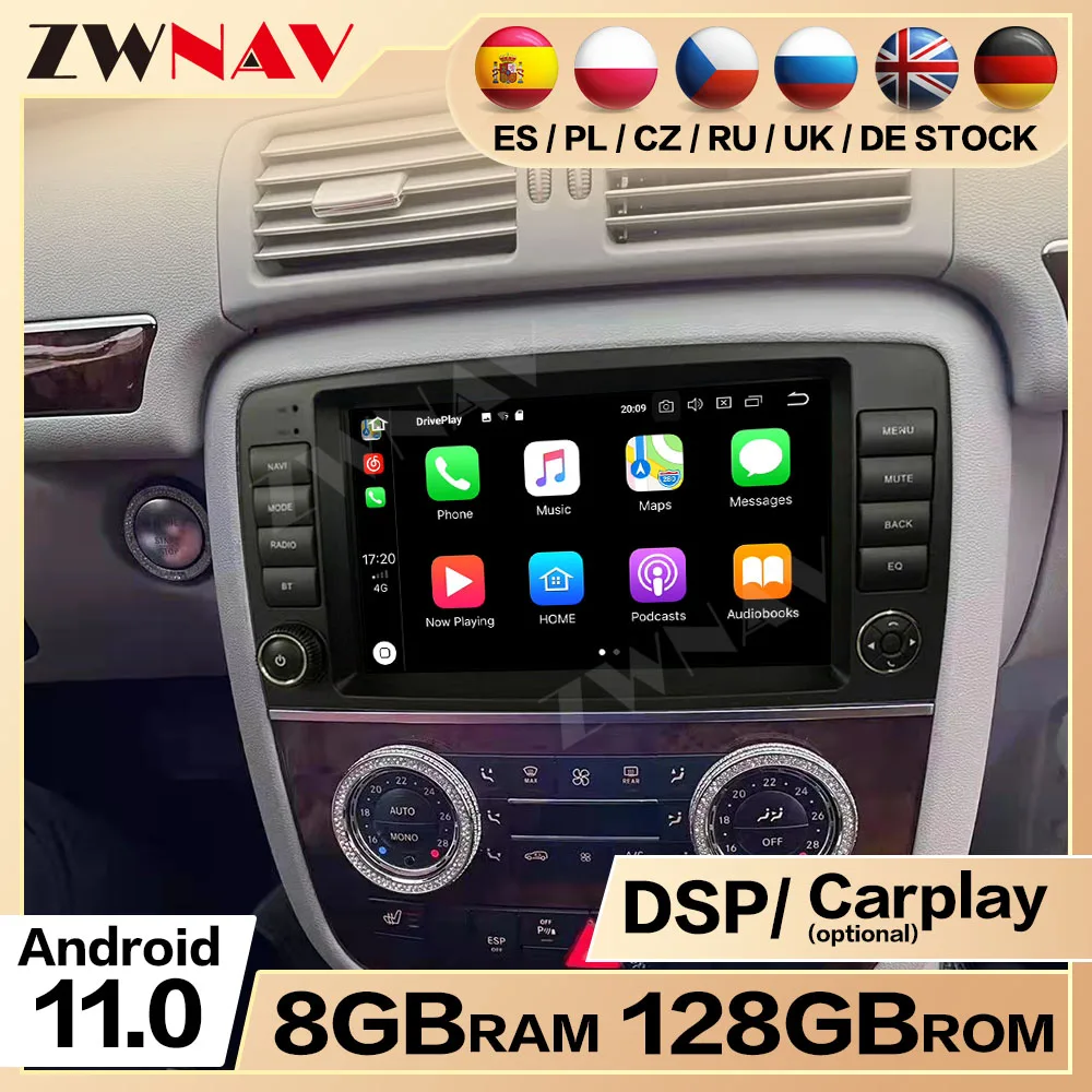 Android 11 For Mercedes Benz R Class 2006 2007 2008 2009 2010 2011-2014 Car Radio Multimedia DVD Player Stereo Wireless Carplay