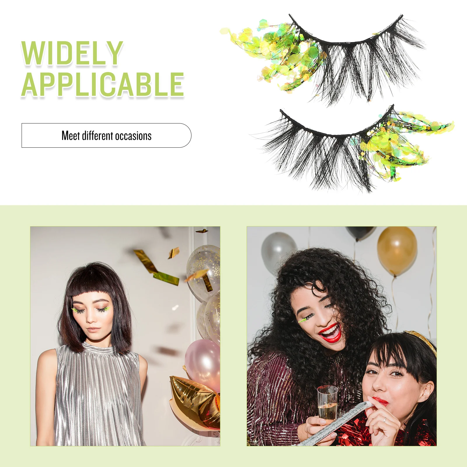 

2pcs Glitter False Eyelashes Colorful Luminous Strip Lashes Natural Look Reusable Festival Party Cosplay Makeup Lashes For Women