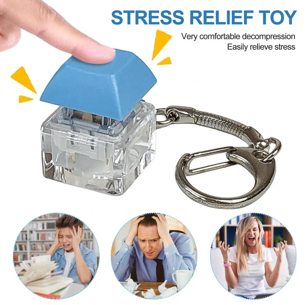 Keyboard Switch Keychain Stress Relief Toys Adults Finger Press Type Keyboard Executive Desk Decompression Toy Key Chain Pendant