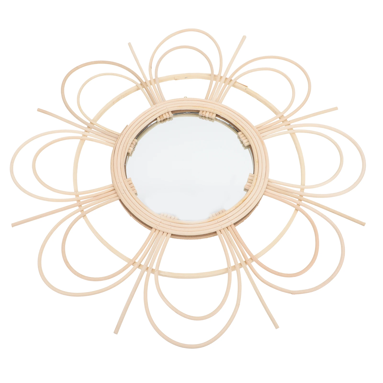 

Rattan Decorative Mirror Living Room Hanging Vintage Wicker Mirrors for Wall Glass Mount Handmade Woven