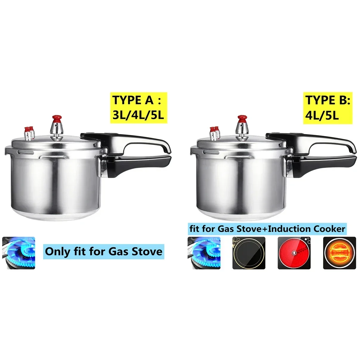 Kitchen High Pressure Cooker Cookware Soup Meat pot for Gas Stove/Induction Cooker Outdoor Camping Cook Tool Steamer