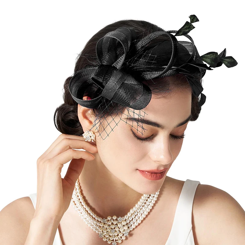 

Bride Headband Fascinator Headband Retro Large Floral Hair Clip Cocktail Wedding Party Bridal Hat Decor Ladies Headwear