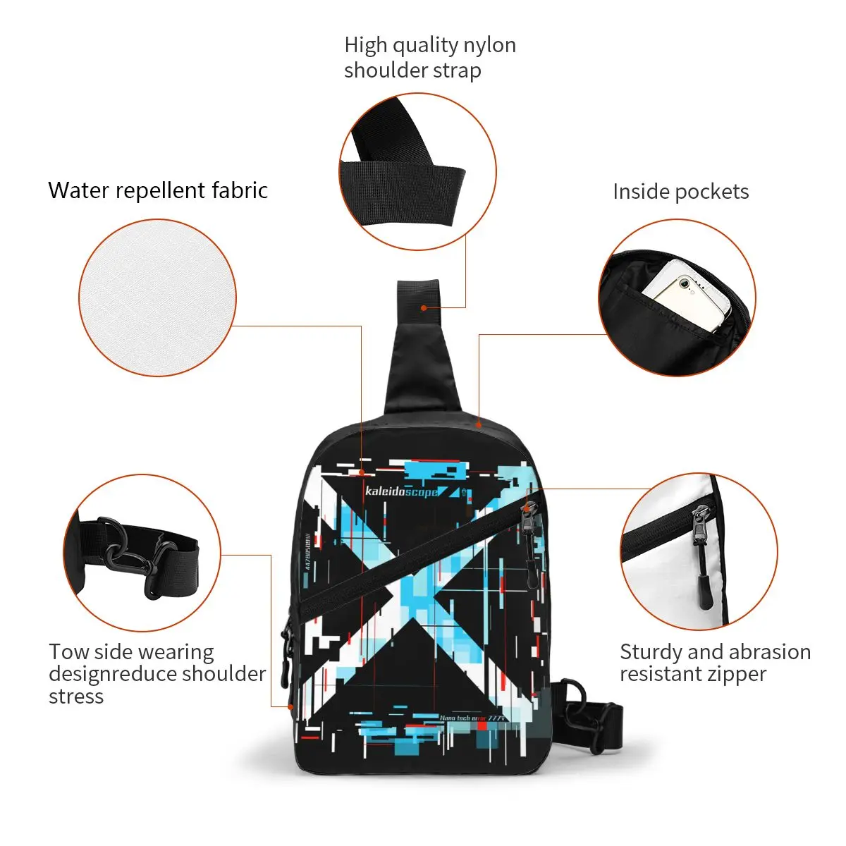 Techwear Future Tech Street Wear Style Sling Crossbody Backpack Men Custom Shoulder Chest Bag for Travel Hiking Daypack