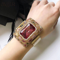 MVB090 2024 New Style Verstile Exquisition Rhinestone And Zultanite Bangle For Girls Birthday Stone Decorated