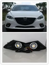 LED Fog Lights Assembly For Mazda 3 Axela 2014 2015 2016 Front Bumper Fog lamp Replacement Angel Eye Daylight Accessories Kits