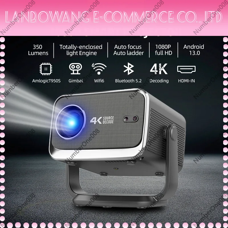 4K Smart Projector Android 13 1080P HD Video Projector Overseas Version Home Theater Cinema Projector
