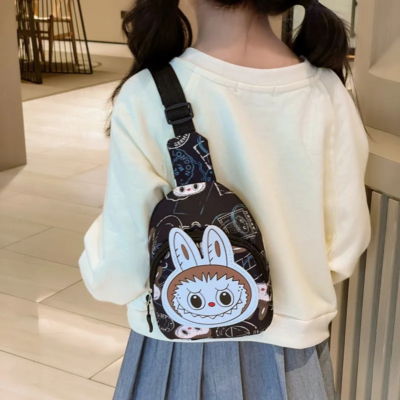 Bolso de lona Labubu, bolso cruzado bonito de juguete, bolso para niños, bolso de hombro de guardería de nueva moda con dibujos animados para niños y niñas