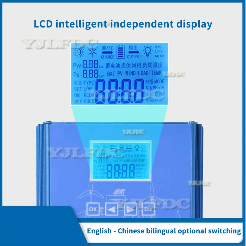 MPPT 풍력 태양광 하이브리드 충전 컨트롤러, 풍력 1000W, 태양광 1000W, 12 V, 24V, 48V 자동 하이브리드 컨트롤러, 덤프 부하 저항기 포함
