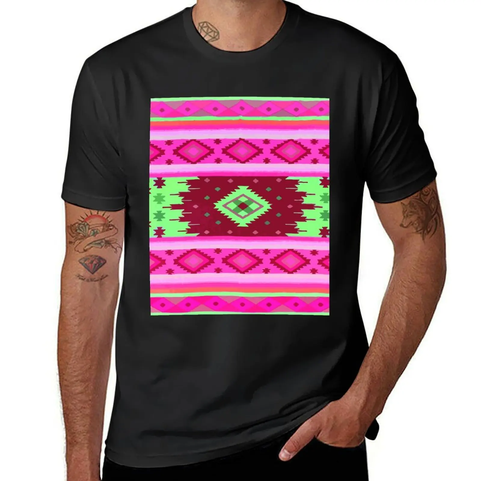 Hot pink southwest flair dopamine dressing maximalist folk art boho chic decor T-Shirt heavyweights t shirt for men