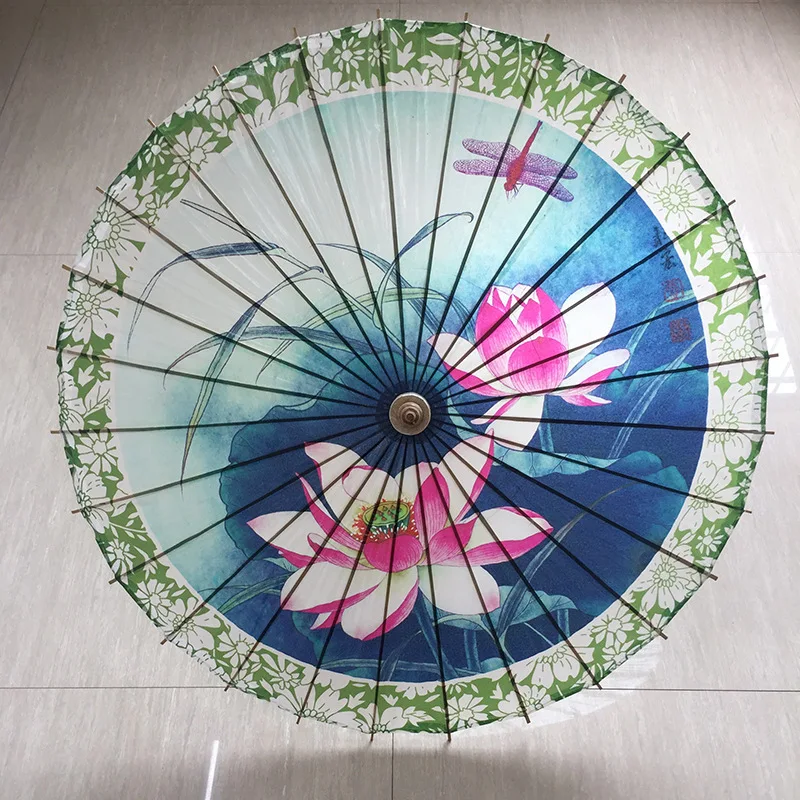 Oiled Paper Folding Umbrella Wooden Rain Women Decor Transparent Dance Umbrella Peony Flower Chinese Umbrella Japan Parasol