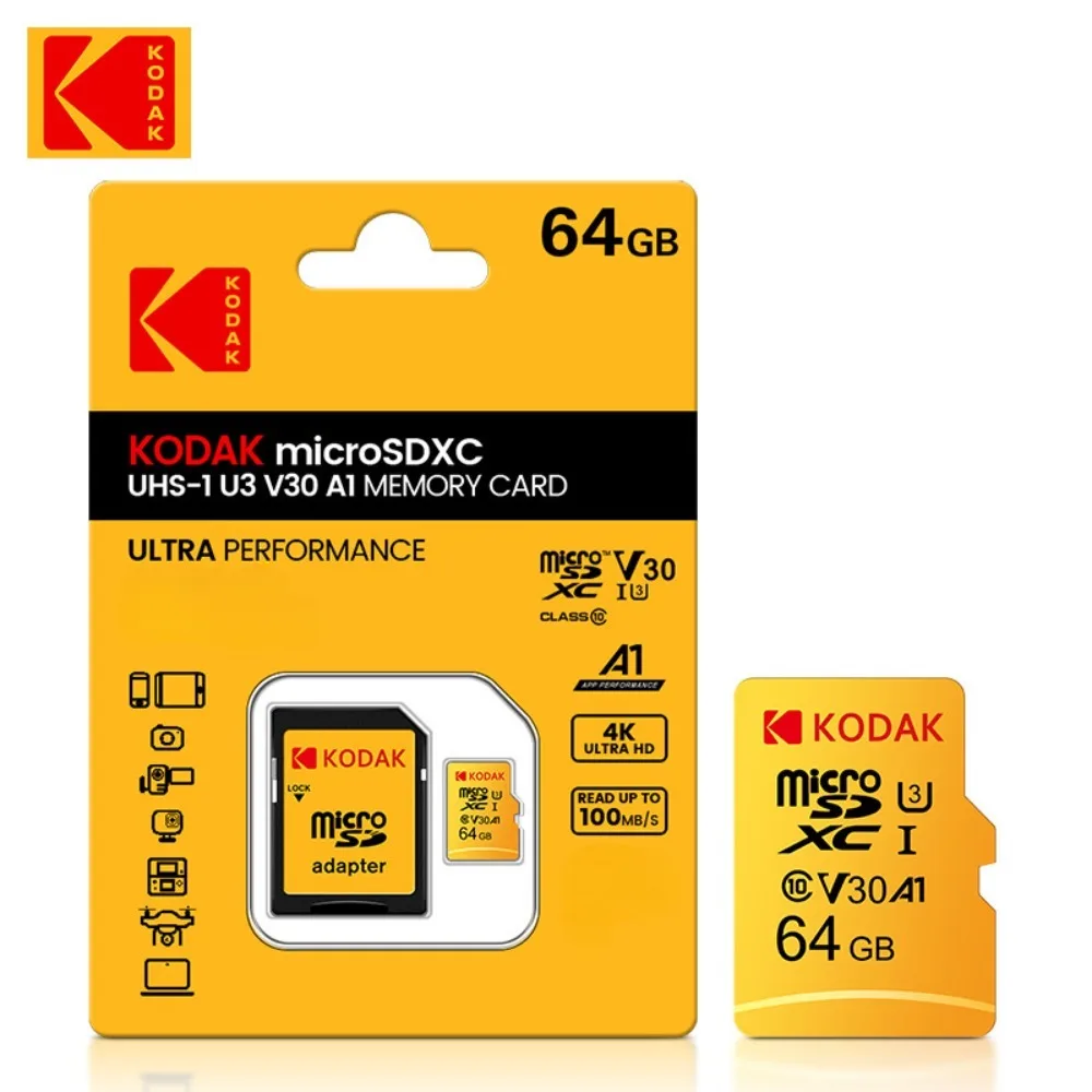 Kodak 32GB-256GB Micro SD Memory Card - High Speed ​​Class 10 U3 UHS-I for Smartphones, Digital Cameras, Tablets and Drones Chri