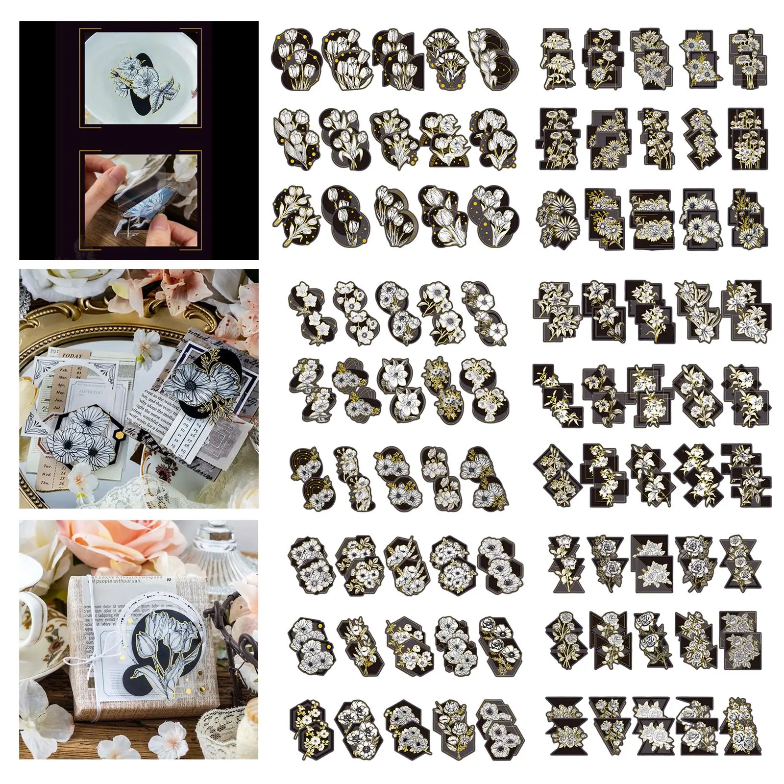 30 Pcs Flower Sticker Hand Account Waterproof Plants Sticker for Box Birthday
