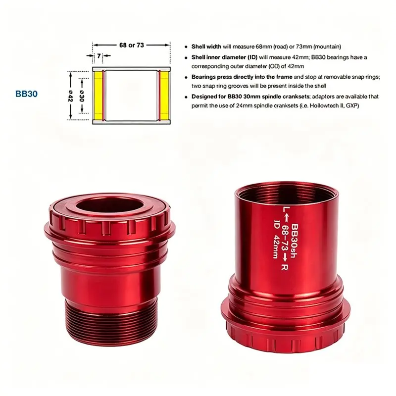 【new-abkg】-bb30sh-24mm-スレッドロック-プレスフィット-ボトムブラケット-自転車-クランクシャフト