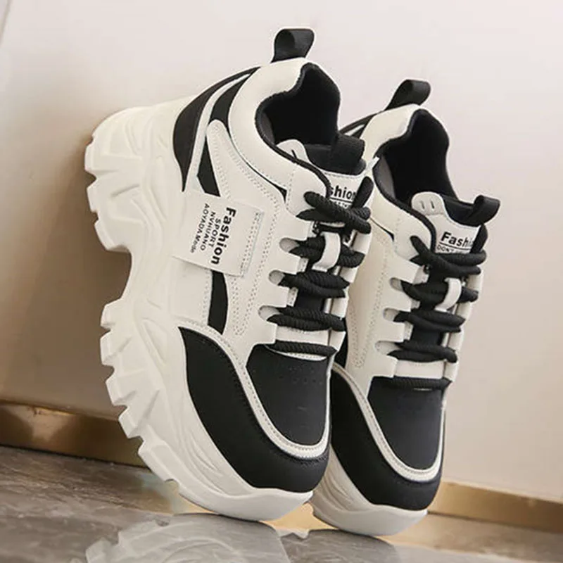 

New Fashion Platform Sneakers Internal Height Increasing 8cm White Sneakers Women Casual Shoes Zapatos De Mujer Tendencia 2025