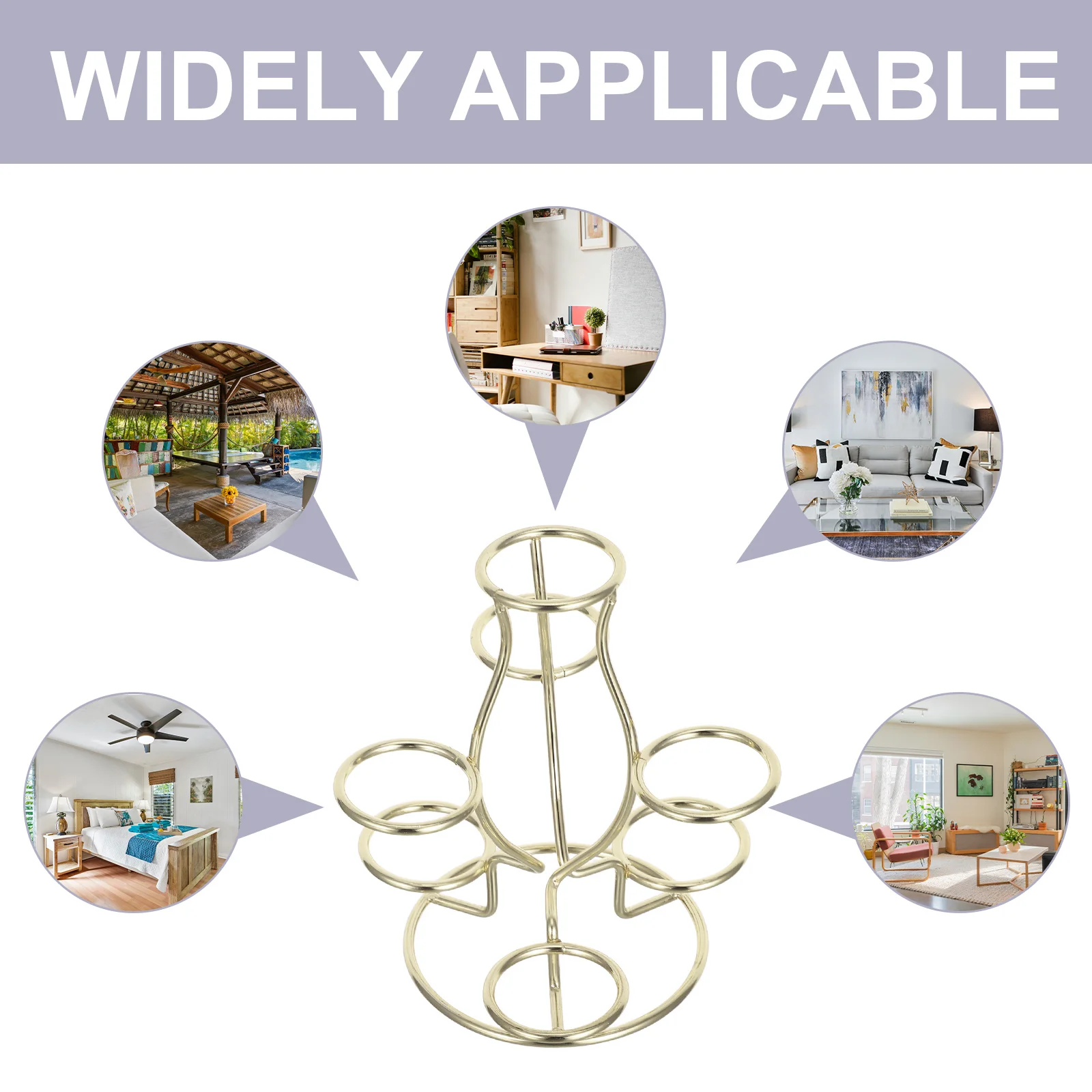 كريستال الكرة حامل الحديد 7 فتحات قاعدة عرض المجال المعدني لحامل الكرات الأرضية غرفة المعيشة مكتب ديكور المجالات #4