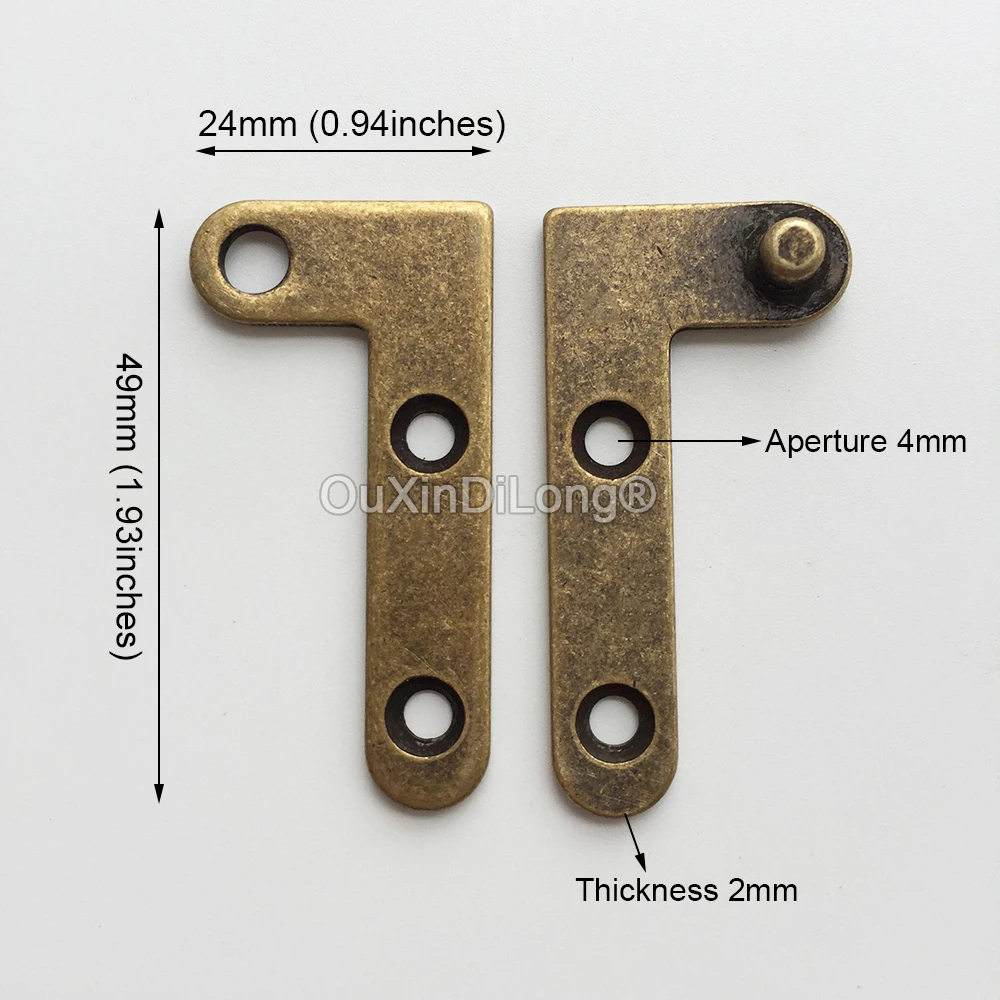 4Pairs 2 Inch Invisible Door Pivot Hinge 180 Degree Rotating Furniture Hardware Brass Side Axis Flip Cabinet Window Door Hinge ﻿