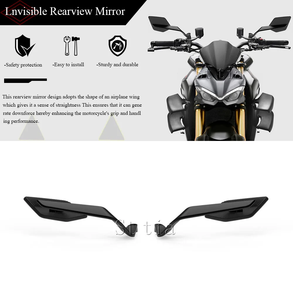 

New Motorcycle Aluminum Rearview Mirror Fit For Ducati Streetfighter V4 S V4S STREETFIGHTER V2 20-25 Adjustable Rear View Mirror