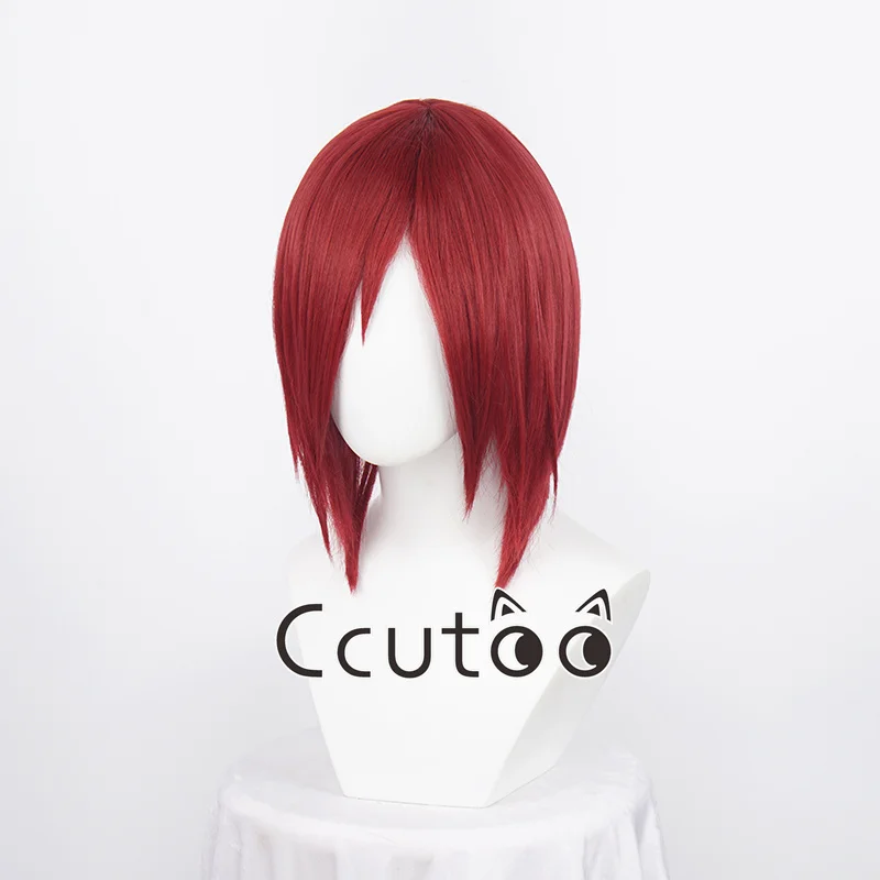 Uzumaki-Peluca de cabello sintético para Cosplay, cabellera sintética corta de color rojo oscuro, con gorro, estilo Anime Nagato