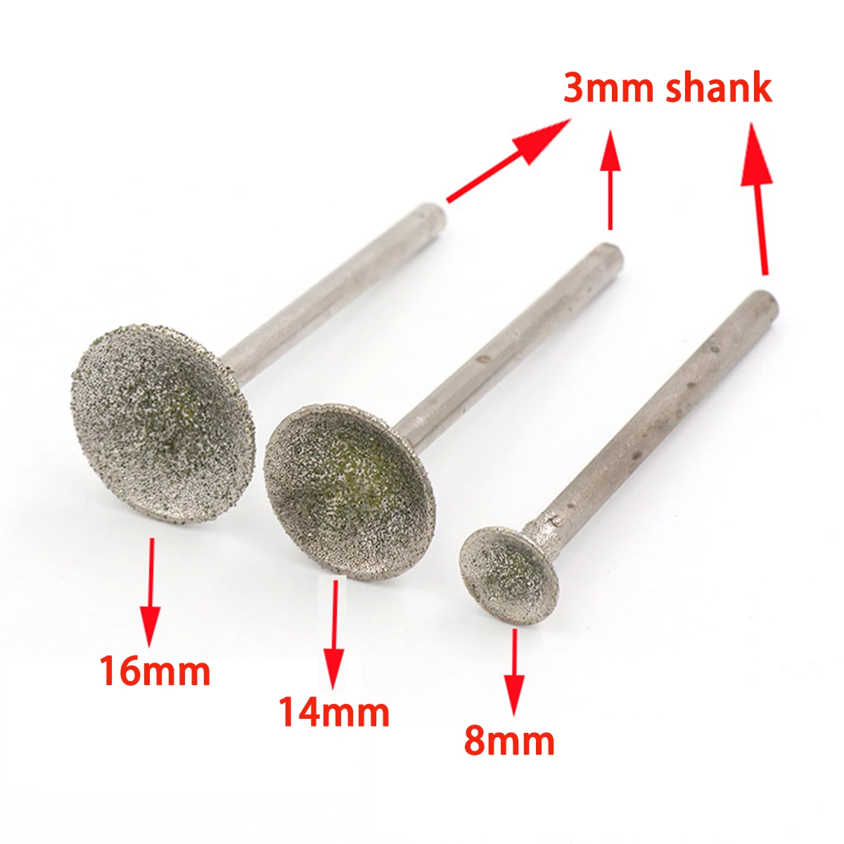 5p q-head 2.35/3 shank jade polimento agulha broca emery olho-absorvente escultura pontos esféricos rebarbas de diamante bits cabeça de moagem