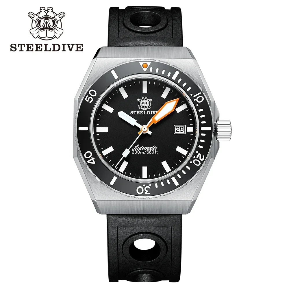 STEELDIVE SD1963 Hot Sale 42mm Black Dial Ceramic Bezel 200M Waterproof NH35 Automatic  Mens Dive Watches Mechanical Reloj