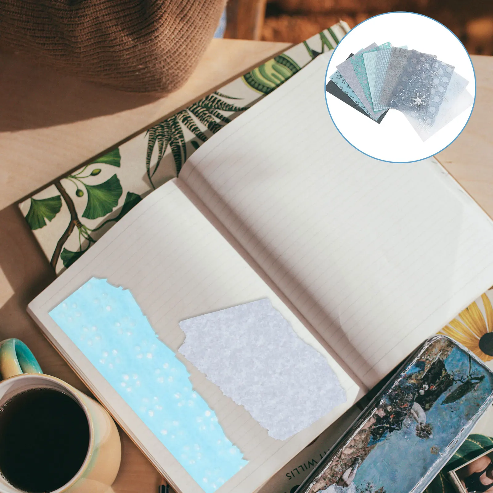 

Scrapbook Paper Collage Material Textured Journal Background for DIY Greeting Cards Packaging Decoration Base Paper Blue