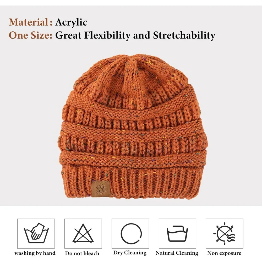 Topi musim dingin wanita yang tebal dan lembut, topi rajutan kasual, topi rajutan elastis yang lucu.