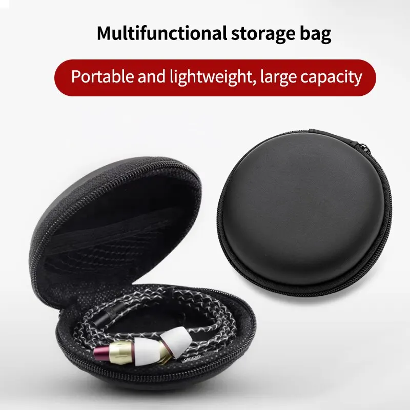 Earphone Bag Bluetooth Headset Package Earphone Bag Headset Storage Box Data Cable Storage Box Round Storage Bag Three Pack