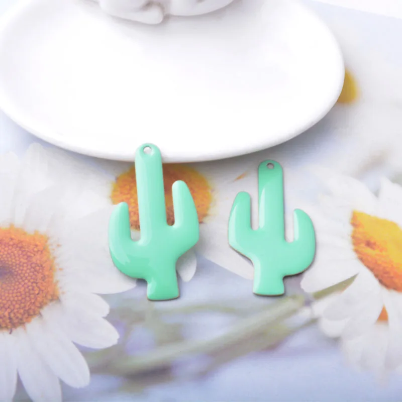6 Stück Kupfer beidseitig emaillierte Kaktus-Anhänger, bunte Damen-Halsketten- und Ohrring-Accessoires, Öltropfen-Anhänger, DIY-Schmuckzubehör – Detail 7
