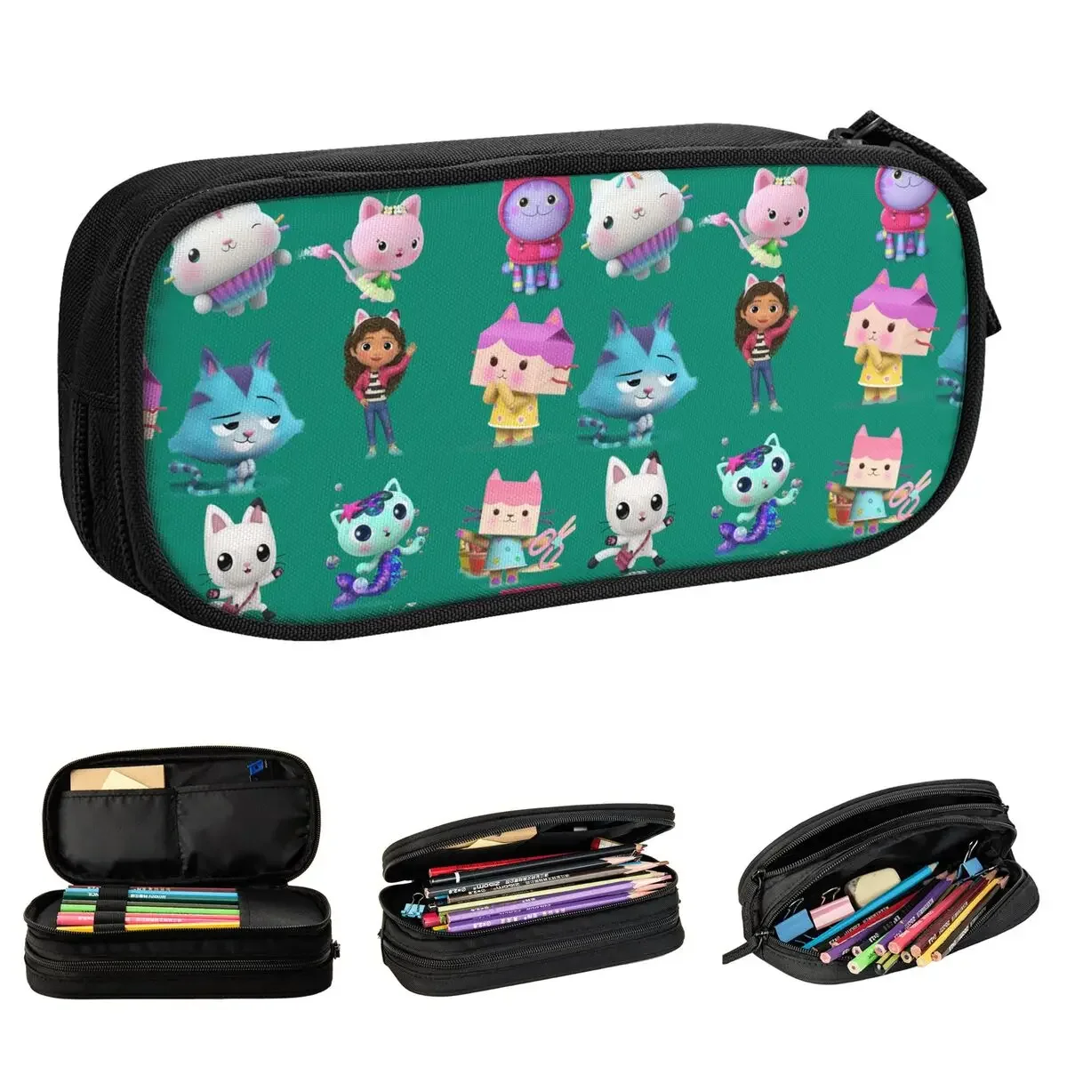 Classic Gabby Dollhouse Full Cats Pencil Cases  Pouch Pen for Girls Boys Large Storage Bag Students School Stationery