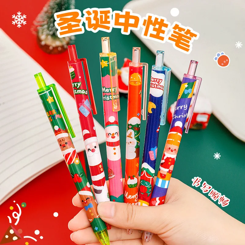 Imagem -03 - Natal Imprensa Gel Pen Exame Kawaii Material Escolar Papelaria Bonito dos Desenhos Animados Atacado 60 Pcs