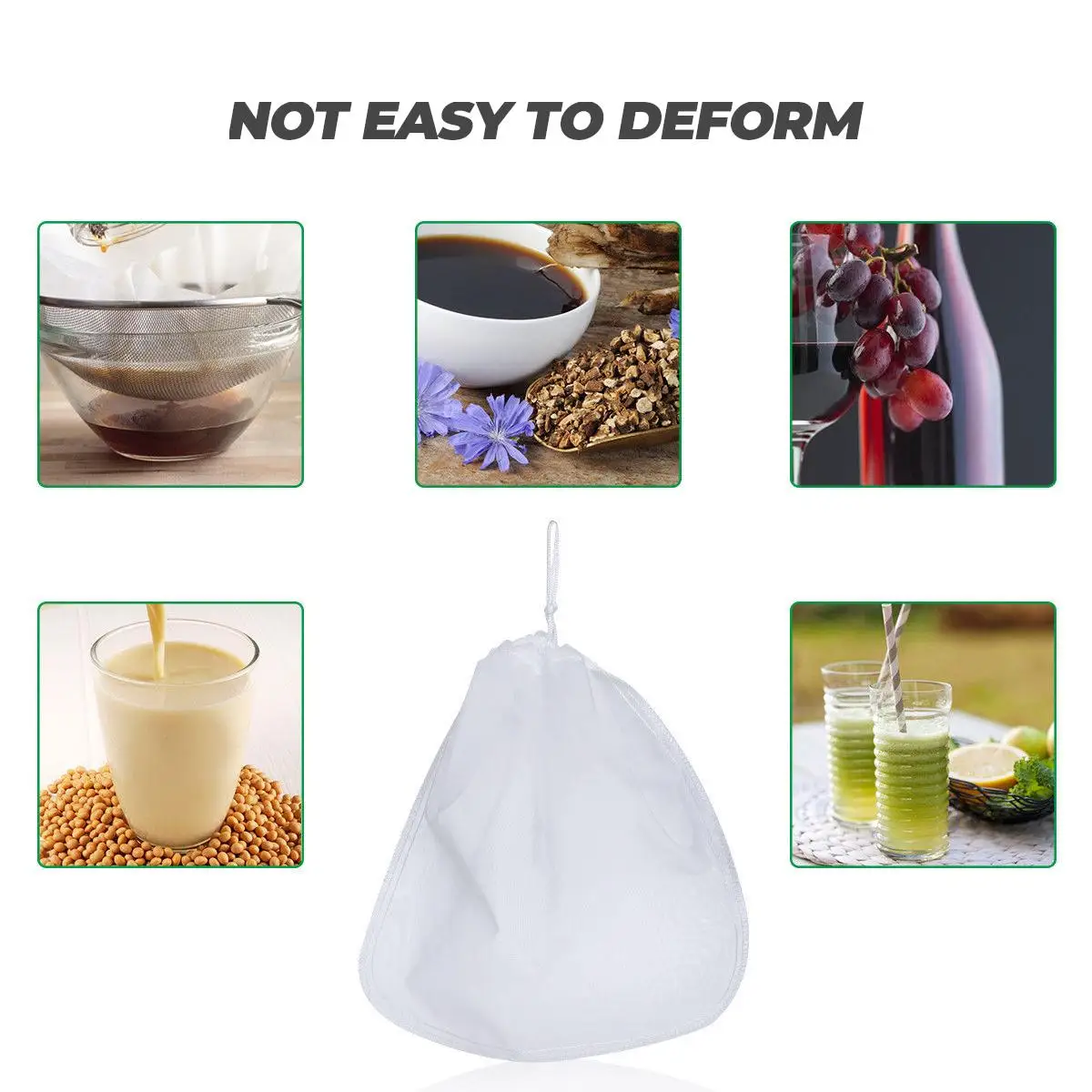 

Nut Nut Milk Bag All Purpose Strainer Reusable Washable Yogurt Cheesecloth Food Fruit Juice Pouch Soy Milk Filter