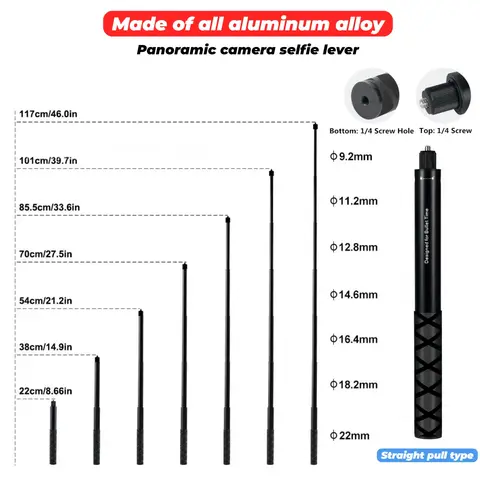 1.2m Ultra-Long Carbon Fiber Invisible Selfie Stick For Insta360 X3/X2/for DJI Action 3/GoPro Camera Invisible Selfie Stick