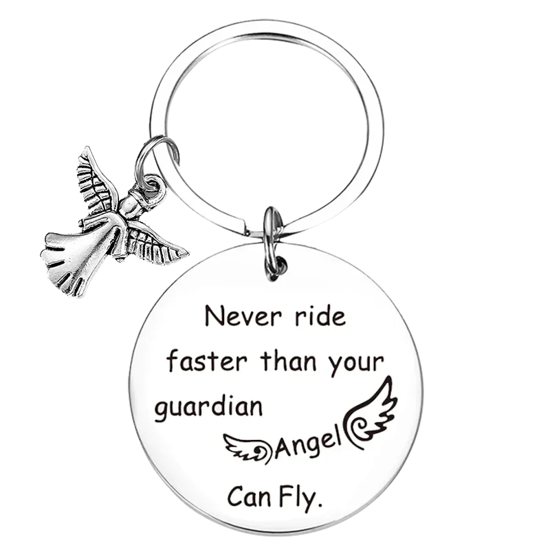 New Daughter Gifts Keychain Pendant Never Drive Faster Than Your Guardian Angel Can Fly Key Chains New Driver Gift