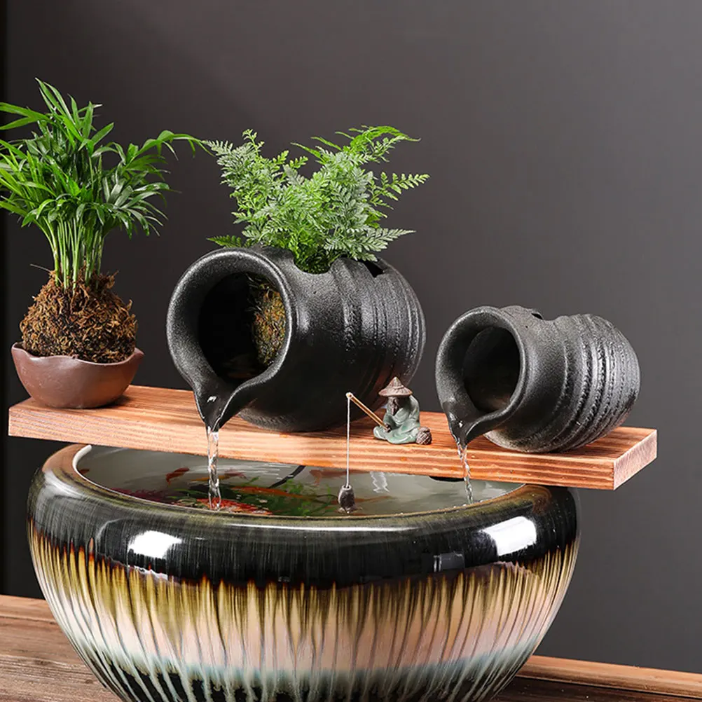

Ceramic Jar Waterfall Fountain Decor Creative Garden Outdoor Indoor Serenity Flowing Water Feature Ceramic Jar