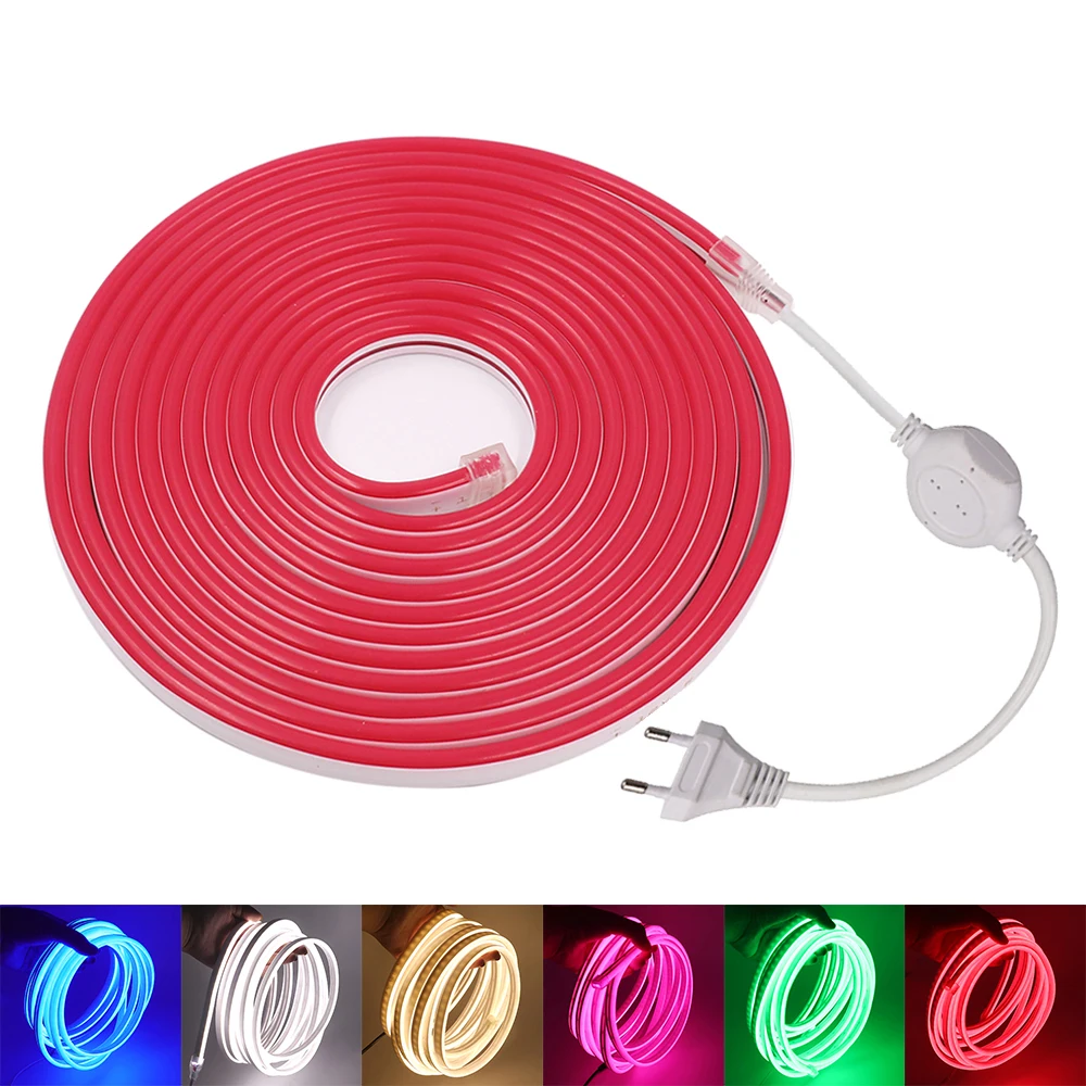 

SMD 2835 AC220V LED Neon Strip Flexible Light 120leds/m Waterproof Led Tape Light With EU Power Plug 1M/2M/3M/8M/9M/10M/15M/20M