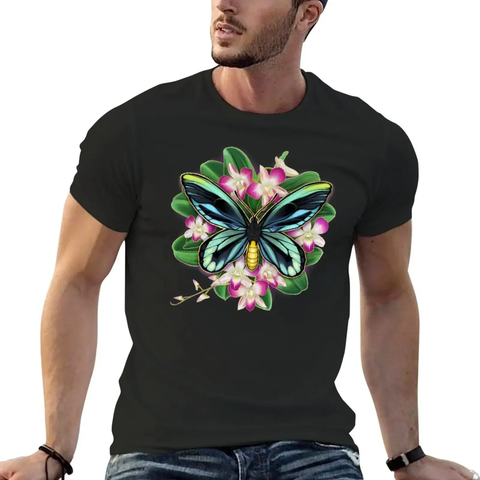 Gilded Queen Alexandria's Birdwing and Orchids T-Shirt custom shirt tops t shirt for men