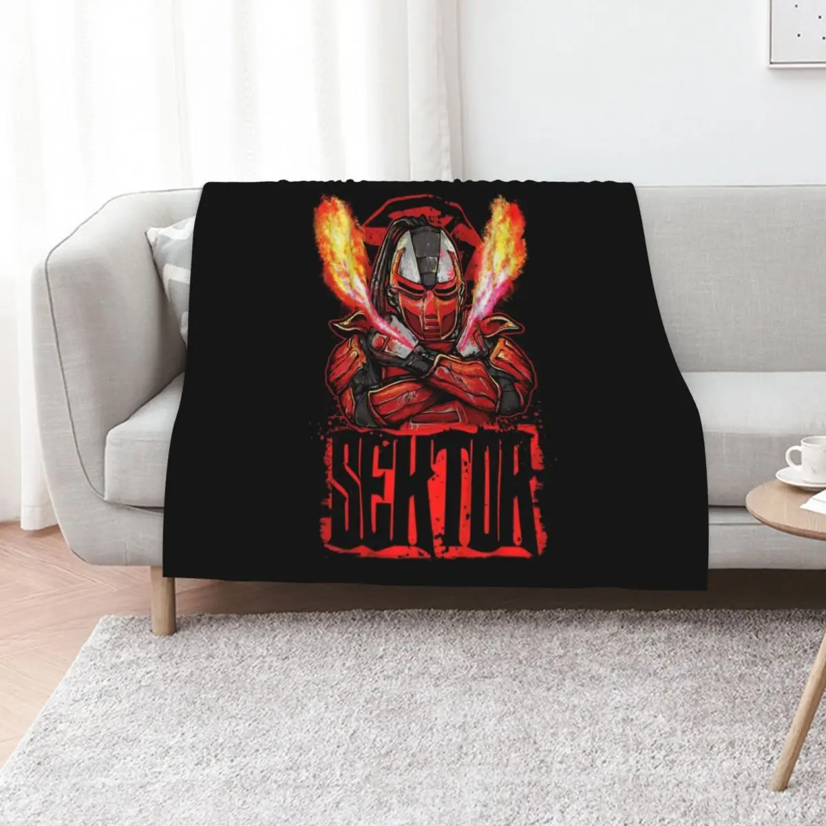 Mortal Kombat Sektor on Fire Throw Blanket Retros Plush Summer Heavy Tourist Nap Blankets