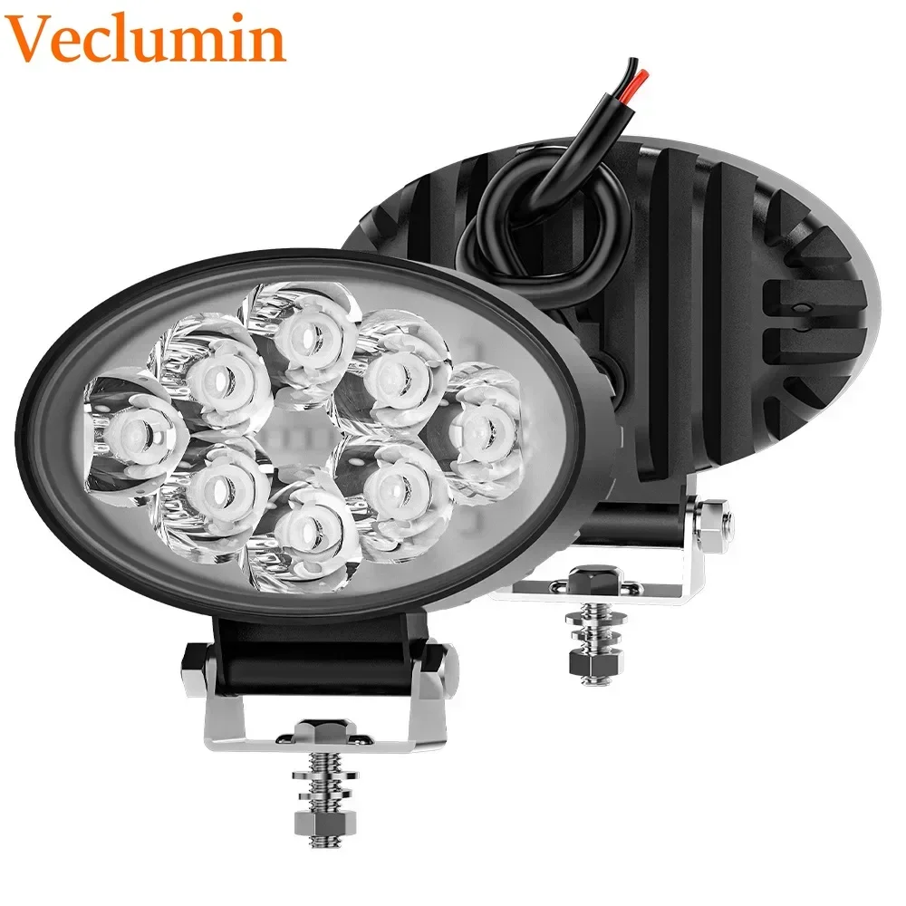 Veclumin 6000K 11W Car Light Bar Oval 8LED Car Work Light Spotlight Truck Engineering Overhaul lamp Off-Road Auxiliary Light