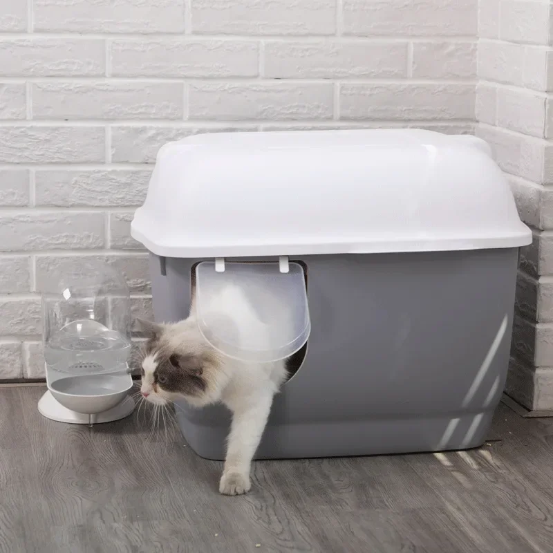 

Super Large space cat litter basin partition storage cat litter shovel fully enclosed cat toilet flip design easy shovel shit ba