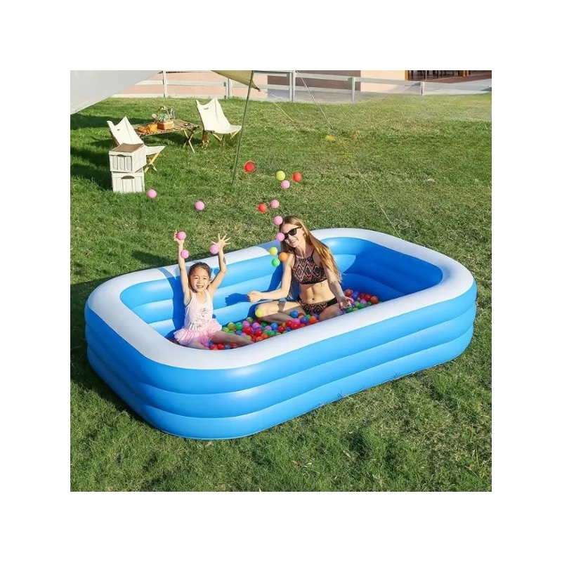 

Blue & White Inflatable Pool for Adults–Large Family-Size PVC Swimming Pool for Backyard Garden Patio & Outdoor Summer Water Fun