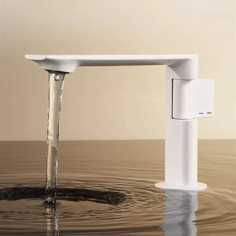 

Basin Faucet Bathroom Single Lever Hot and Cold Copper White Gray Single Handle Unique Design Sink Mixer