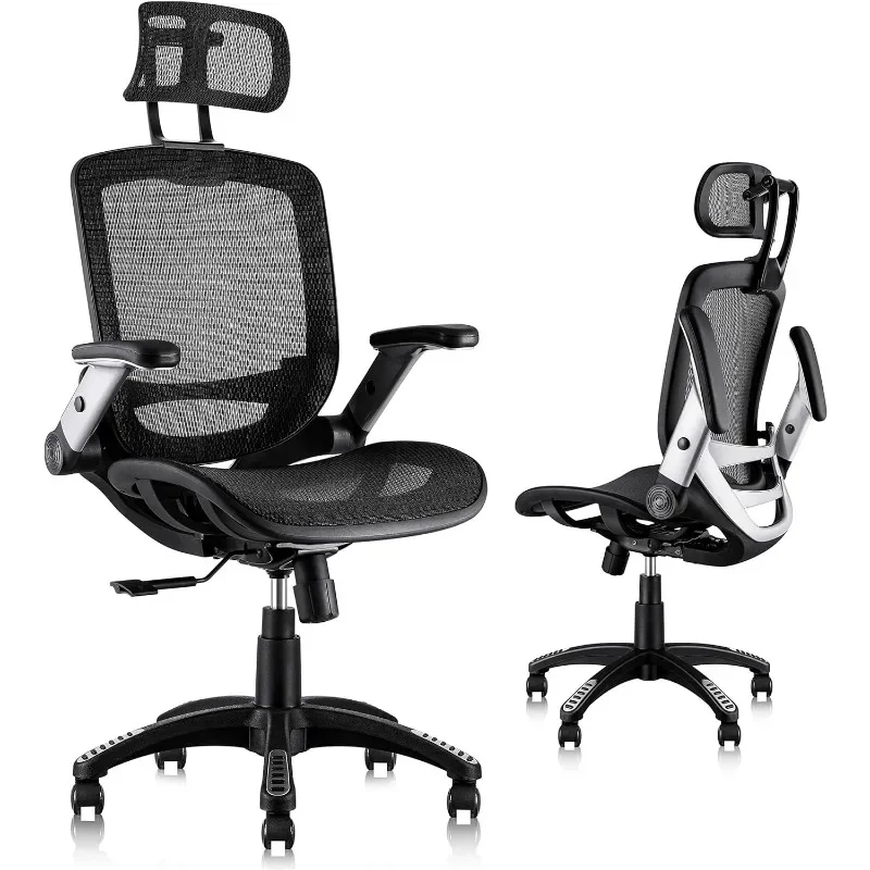 

Ergonomic Mesh Office Chair, High Back Desk Chair - Adjustable Headrest with Flip-Up Arms