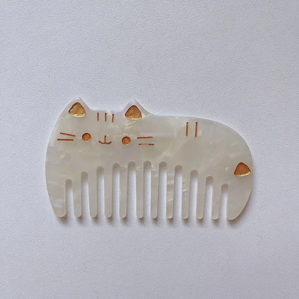 Cute Cat Hair Combs Portable Wide Teeth Acetate Hairdressing Comb Colorful Anti Static Washing Comb Women