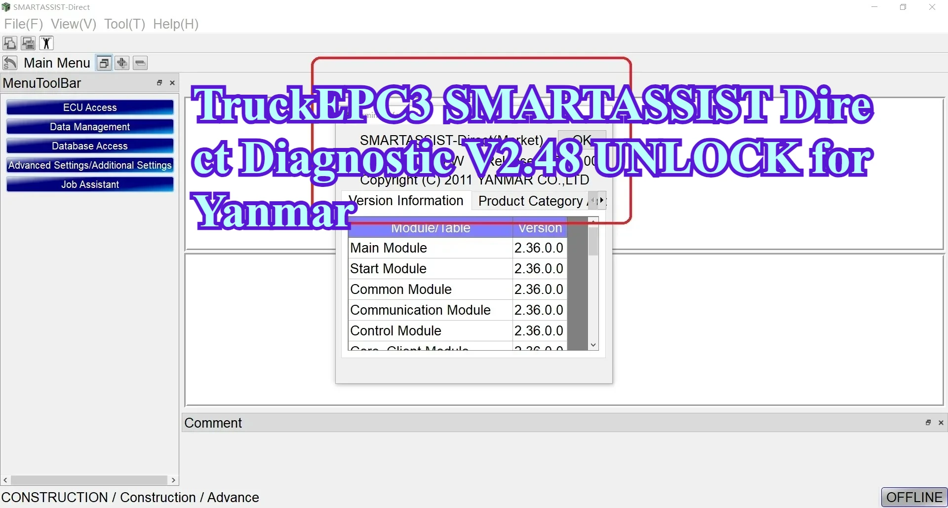 

TruckEPC3 SMARTASSIST Direct Diagnostic V2.47 UNLOCK для Yanmar