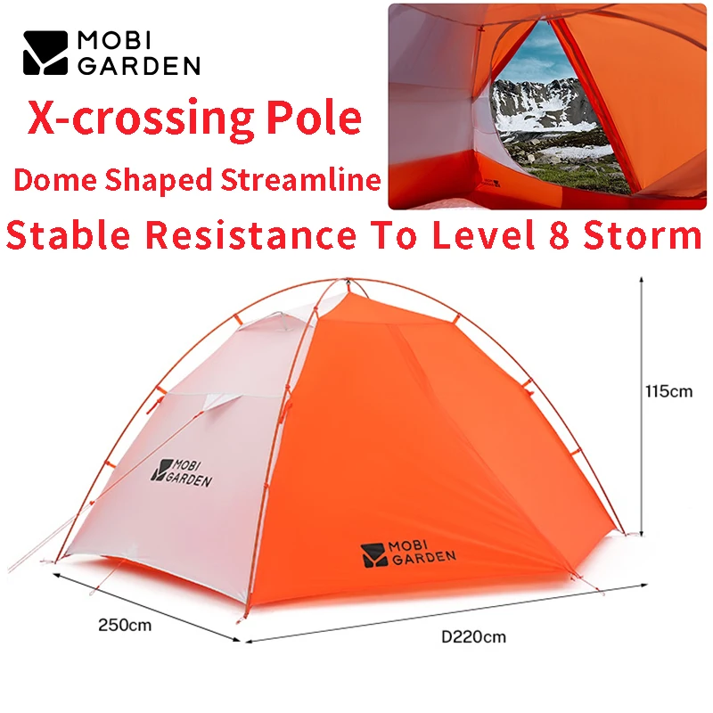 MOBI GARDEN Cold Mountain UL XT2 EXO FFP 20D N39 تصميم باب مزدوج الجوانب المستوى 8 Storm Wind Wing High Altitude Hiking TentResi