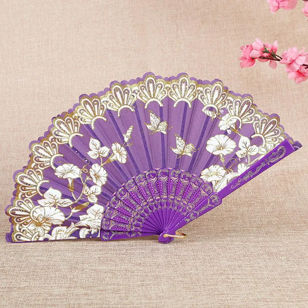 Vintage Silk Handheld Fan Art Craft Gift Retro Chinese Japanese Collapsible Fan Home Decoration Ornaments Dance Hand Fan